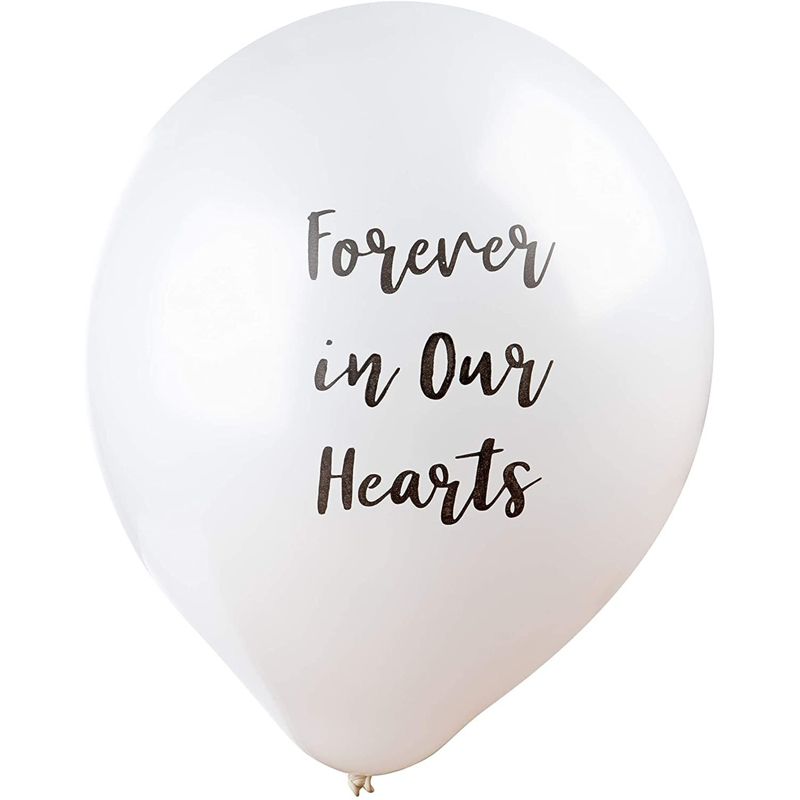 Juvale 30-Pack 12" Memorial Funerals Balloons Party Decorations, Forever in Our Hearts for Memorials, 4 of 6