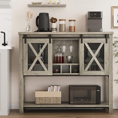 Whizmax Coffee Bar Cabinet,Sideboard Buffet Storage Cabinet with Storage,Wine Bar Cabinet with Wine Glass Rack for Home, Kitchen, Dining,Living Room