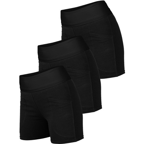 Blis 3 Pack Shorts for Women Foldover Biker Shorts For Women High Waisted  Workout Yoga Shorts Booty Shorts For Women Black / Black Large