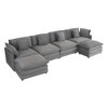 NicBex Couches for Living Room 149.6" Modular Sectional Sofa L-Shape Corduroy Upholstered Sofa Couch with Side Storage Pockets and Ottoman, Dark Grey - 3 of 4