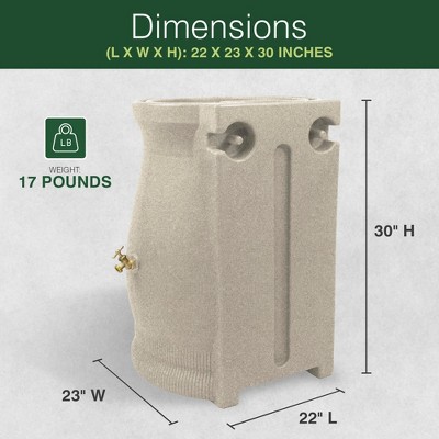 Sandstone Polyethylene 50 Gallon Urn Rain Barrel with Planter
