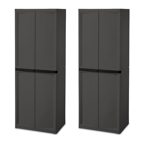 Sterilite Adjustable 4 Shelf Gray Storage Cabinet With Doors 2 Pack 01423v01 Target