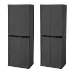 Sterilite Adjustable 4-Shelf Gray Storage Cabinet With Doors, 2 Pack | 01423V01