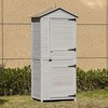 Aghana Digitals 4-Tier Fir Wood Garden Storage Cabinet with Lockable Door, Sloped Tin Roof & Handle - 2 of 4