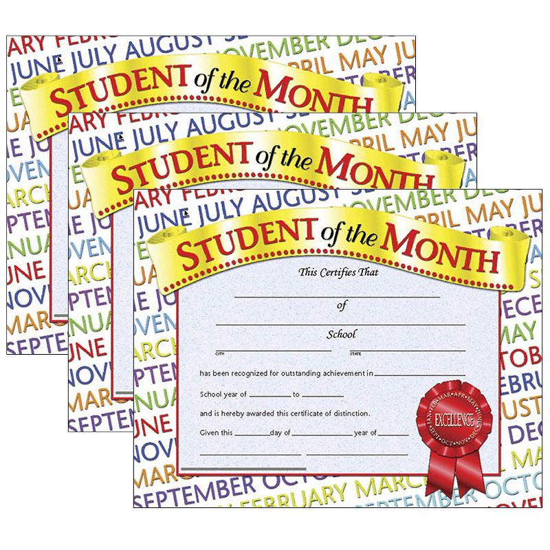Hayes Publishing Student of the Month Certificate 8.5" x 11" 30 Per Pack 3 Packs (H-VA628-3), 1 of 2