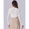 Allegra K Women's Floral Lace Ruffle Long Sleeve Open Front Cropped Cardigan - 3 of 4