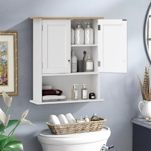 Rbied 23.6 in. W x 28 in. H Rectangular White Wood Wall Mount Medicine Cabinet without Mirror, Wall Cabinet with Adjustable Shelf - 1 of 4