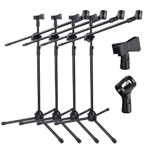 Yescom 4x Adjustable Height Microphone Stands Dual Mic Clip 90-degree Rotating Folding Type Boom Arm Tripod Dual Mic Clips - 1 of 4