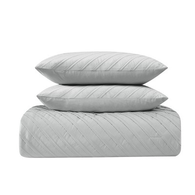 James Pleated Gray King Microfiber Bed in a Bag Set