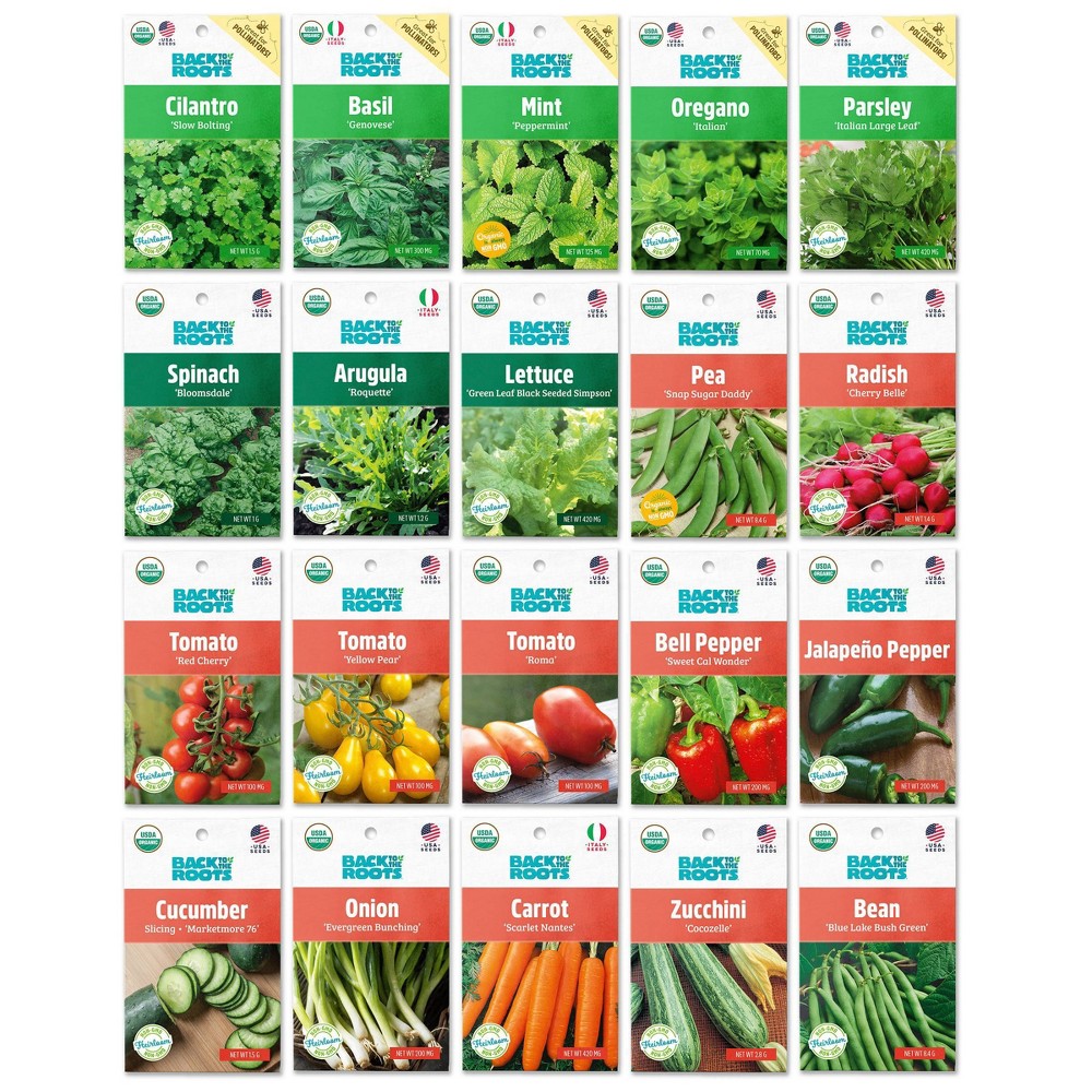 Photos - Garden & Outdoor Decoration Back to the Roots 20pk Organic USA Herbs and Vegetable Seeds