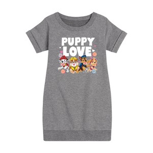 Girls' - Paw Patrol - Puppy Luv Graphic Short Sleeve Fleece Dress - 1 of 4