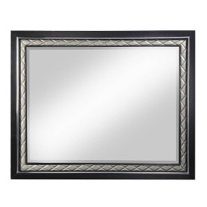 Acme Furniture Nicola Dresser Mirror Silver Synthetic Leather/Black Finish - 1 of 4
