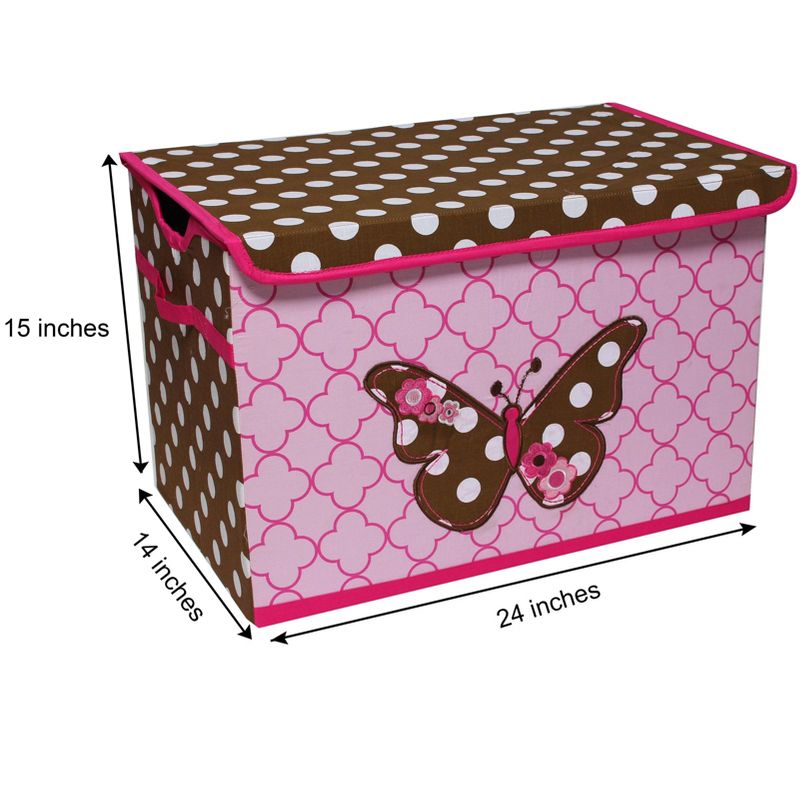 Bacati - Butterflies Pink/Chocolate Storage Toy Chest, 2 of 5
