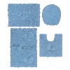 Bell Flower Collection Bath Rugs, Extra Soft and Absorbent, Non-Slip Bath Mats, Machine Wash, 4 Pcs Set with Toilet Lid Cover, Sky Blue - 2 of 4
