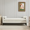 GDFStudio Daphne 66.34"W Upholstered Boucle/Faux Leather Bench with Wood Base and Bolster Pillows - 2 of 4