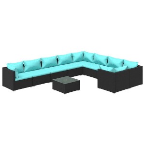 vidaXL Garden Lounge Set Black, Water Blue - 1 of 4