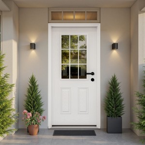 PexFix 36"x80" 6-Lite 2-Panel Fiberglass Composite Door White Left Hand Inswing Entrance Door Exterior Front Entry Doors With 4-9/16 Frame - 1 of 4