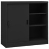 vidaXL Office Cabinet with Sliding Door in Anthracite – Industrial Style Steel Filing Cabinet with Adjustable Shelves and Lock for Document Storage - 2 of 4