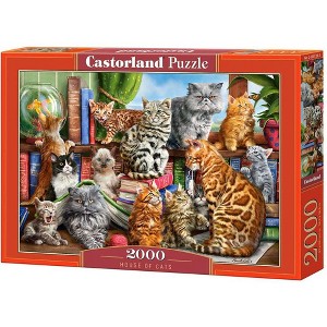2000 Piece Jigsaw Puzzle, House of Cats, Happy Cats, Pets, Animals, Cats and Kittens, Adult Puzzles, Castorland C-200726-2 - 1 of 4