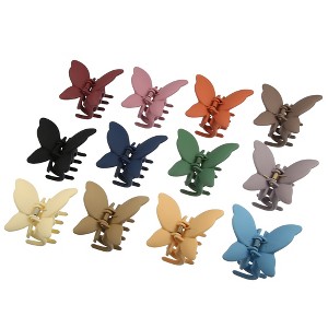 Unique Bargains 12 Pcs Butterfly Claw Clip Hair Clips Hair Accessories for Women and Girls Multicolor - 1 of 4