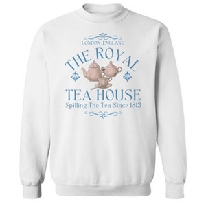Rerun Island Women's The Royal Tea House Long Sleeve Oversized Graphic Cotton Sweatshirt - 1 of 3