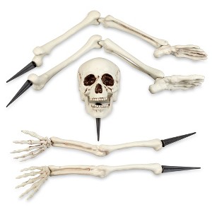 Collections Etc Posable Skeleton Halloween Stakes - Set of 5 Grey - 1 of 3