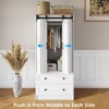 70.9" Tall Wooden Bedroom Wardrobe Closet with Hanging Rod, White Farmhouse Armoire - 3 of 4