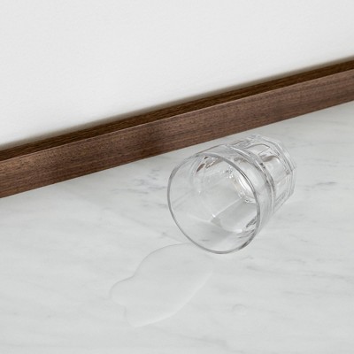 Natural Walnut and Faux Carrara Marble Mid-Century Glam Cabinet