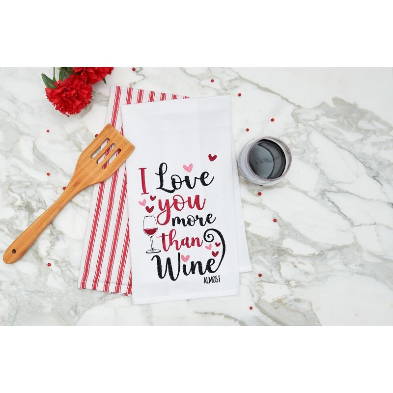 C&F Home Love You More Than Wine Embroidered Cotton Flour Sack Kitchen Towel, 4 of 7