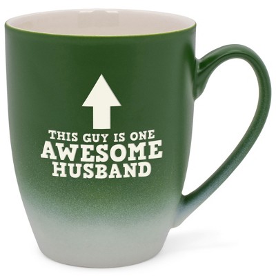 Elanze Designs This Guy Is One Awesome Husband Two Toned Ombre Matte Green and White 12 ounce Ceramic Stoneware Coffee Cup Mug