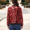 Anna-Kaci Women's Sequin Jacket Sparkle Long Sleeve Front Zip Casual Blazer Bomber Jacket With Pockets - 3 of 4