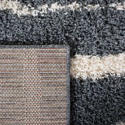 Venus Boho-Chic Dark Grey Plush Shag Square Rug - 5'3"