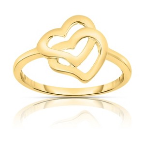 10k Yellow Gold Interlocked Double Hearts Women's Ring - 1 of 3