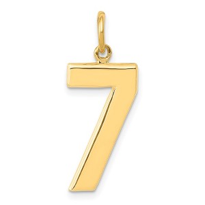 Black Bow Jewelry 14k Yellow Gold, Athletic Collection, Large Polished Number 7 Pendant - 1 of 4