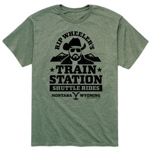 Men's - Yellowstone - RIP Wheeler's Train Station Montana Wyoming Short Sleeve Graphic T-Shirt - 1 of 4