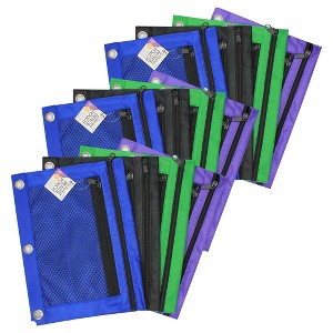 Charles Leonard Pencil Pouch, 2 Pocket, Assorted Colors, Pack of 12 - 1 of 3