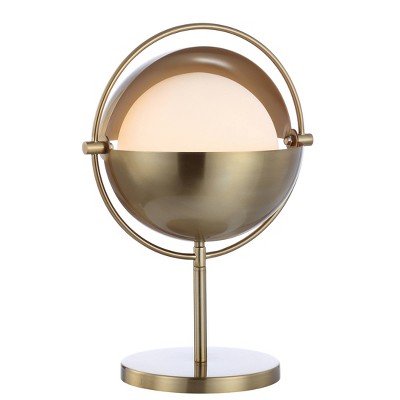 17.5" Iron and Glass Casi Art Deco Mid Century Globe Table Lamp (Includes LED Light Bulb) Brass - Jonathan Y