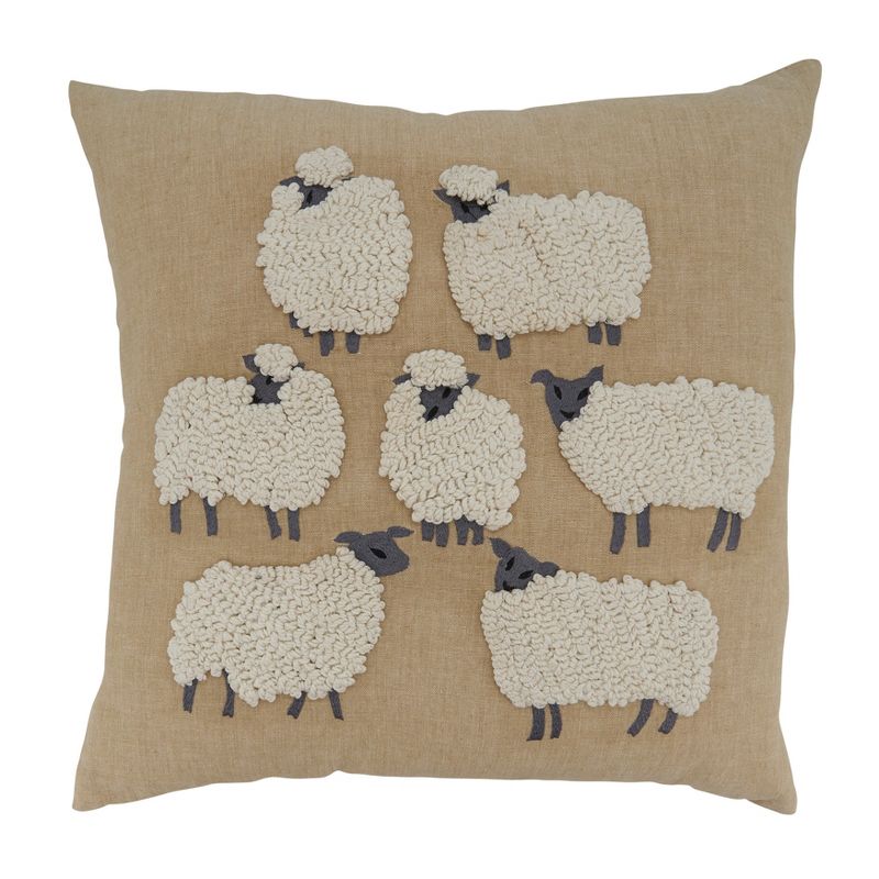 Saro Lifestyle Embroidered Sheep Throw Pillow With Poly Filling, 1 of 4