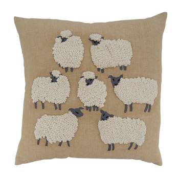 Saro Lifestyle Embroidered Sheep Throw Pillow With Poly Filling