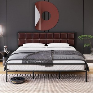 Platform Bed Frame with  10.8" Storage,Steel Headboard & Footboard,Zero-Tool 15-Min Assembly - No Box Spring Needed - 1 of 4
