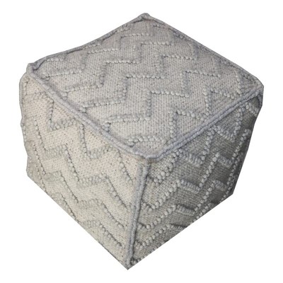 Moti Garnet Ottoman  18" Square Comfort Farmhouse Fabric Pouf in Stunning Stone