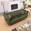 Standard Velvet Tufted Scroll-Arm Chesterfield Stanford Loveseat with Plush Multi-Density Foam Cushions, Premium Craftsmanship and Green Color - 3 of 4