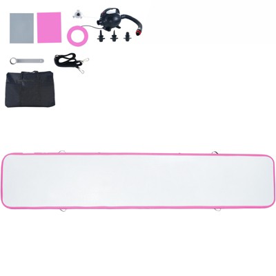 VEVOR Gymnastics Air Mat, 4 inch Thickness Inflatable Gymnastics Tumbling Mat, Tumble Track with Electric Pump, Training Mats, 16 ft, Pink