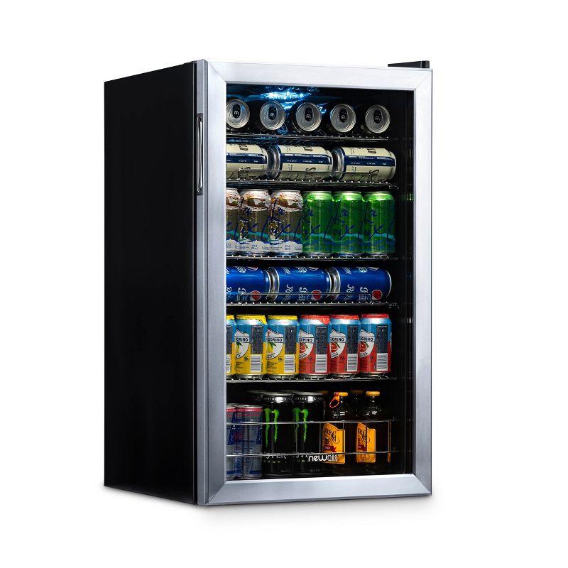 Newair 126 Can Freestanding Beverage Fridge in Stainless Steel with Adjustable Shelves, Compact Drinks Cooler, Single Zone Bar Refrigerator, 1 of 17