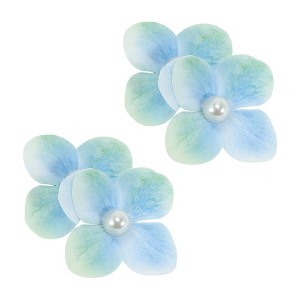 Unique Bargains Summer Fresh and Sweet Pearl Flowers Hair Clip Green 2 Pcs - 1 of 4