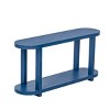 63" Entryway Table,Modern Minimalist Console Table with Ash Veneer Oval Top and Bottom Shelf for Hallway,Living Room,Foyer-Baofuwish - 3 of 4