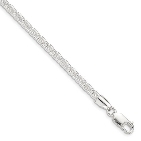 Black Bow Jewelry 3.7mm Sterling Silver Solid Round Spiga Chain Necklace 22 Inch