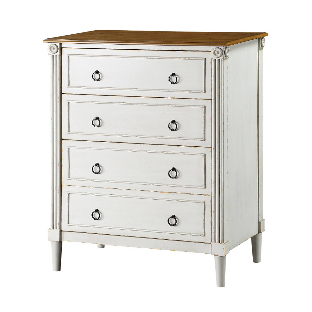 Photos - Dresser / Chests of Drawers Latimer Traditional 4 Drawer Chest Antique White - HOMES: Inside + Out