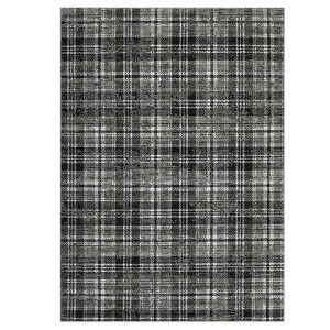 Washable Rug Modern Plaid Rug Non Slip Non Shedding Rug Low Pile Rugs Foldable Indoor Carpet for Living Room Bedroom Study Room Guest Room Playroom - 1 of 4