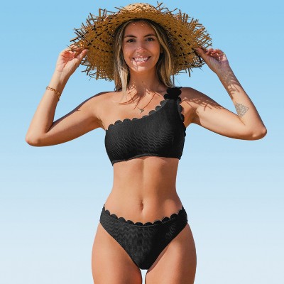Scalloped one cheap shoulder bikini